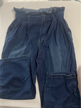 Polo Ralph Lauren High-Rise Pleated Paperbag Waist Denim Jeans - Indigo Wash